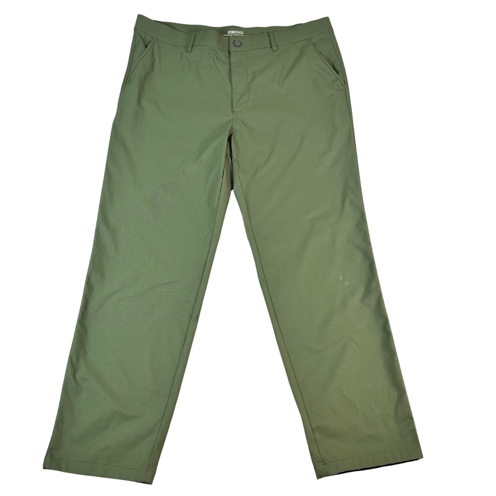 32 Degrees Cool Mens Stretch Performance Pants Olive Green W40 L32 Trousers